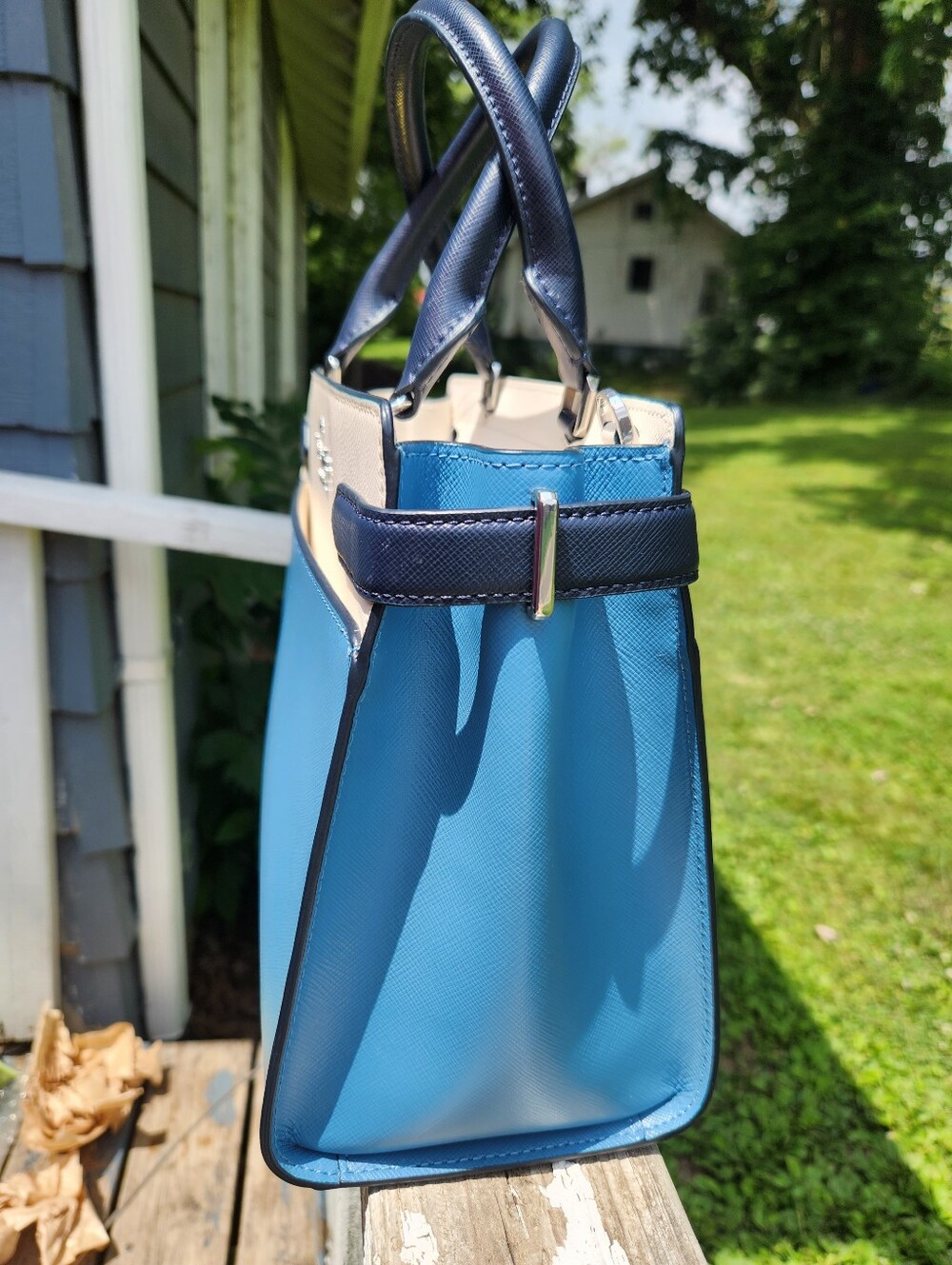 Kate Spade Two Tone Leather Hand Bag Crossbody NWT - Picture 4 of 12